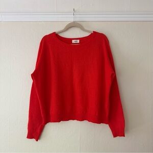 BARENA VENEZIA Tomato Red Crewneck Cropped Sweater - Linen Cotton - Small